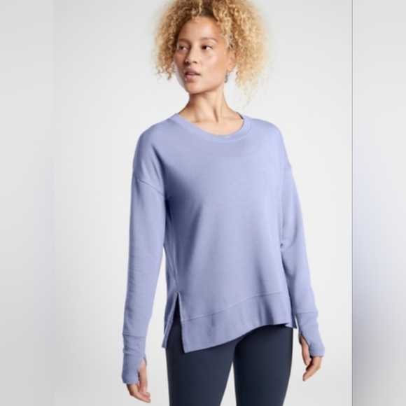 NWT - ATHLETA SERENDIPITY BLUE SOFT Athleta Coaster Luxe Sweatshirt - Picture 2 of 13